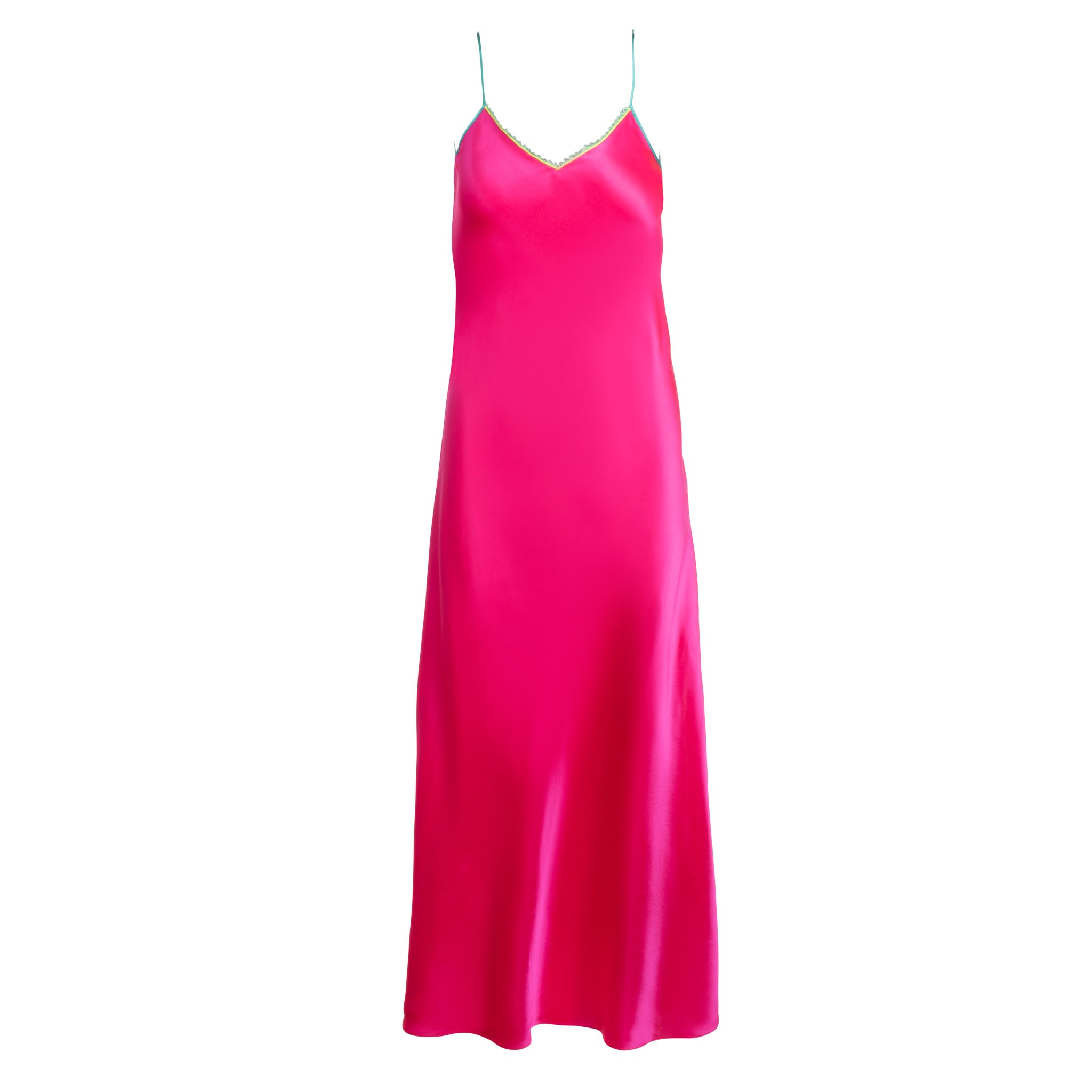 Acid Pink Lace-Trim Maxi Slip Dress ...